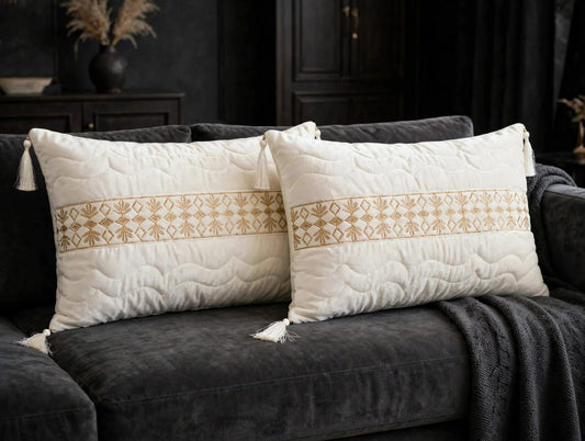 Luxury Embroidered Pair Pillow – Elegant & Premium with Tassels
