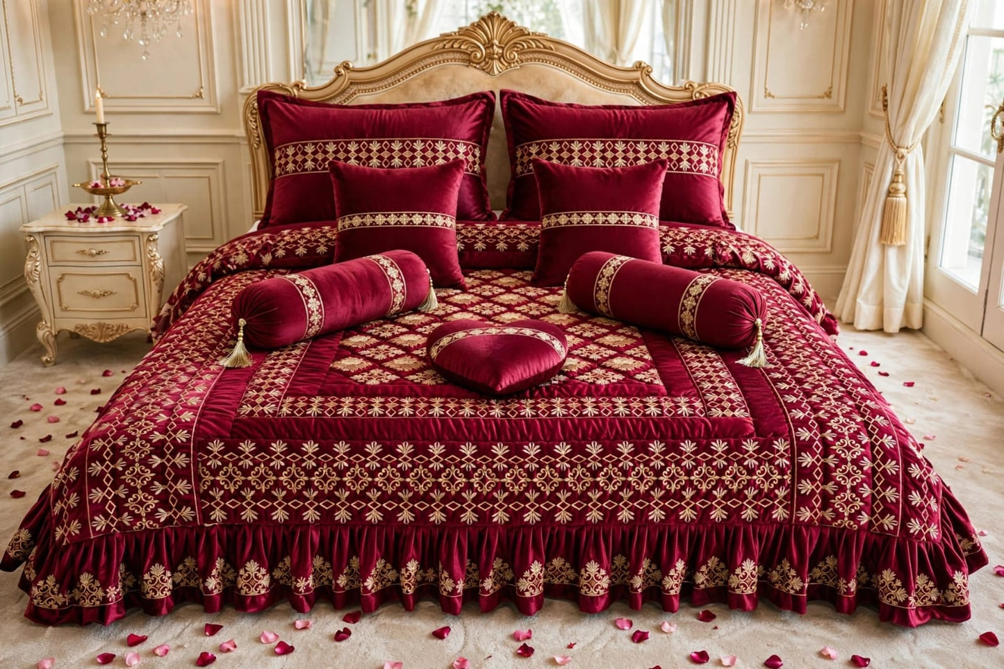 Royal Red Dulhan Set - Shahi Bridal Razai Set + FREE Gift Pack