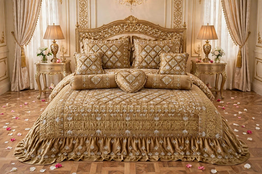 Mehal-e-Aroos Bridal Razai Set - 9 Piece Royal Package