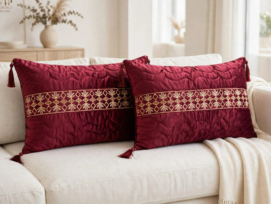 Luxury Embroidered Pair Pillow – Elegant & Premium with Tassels