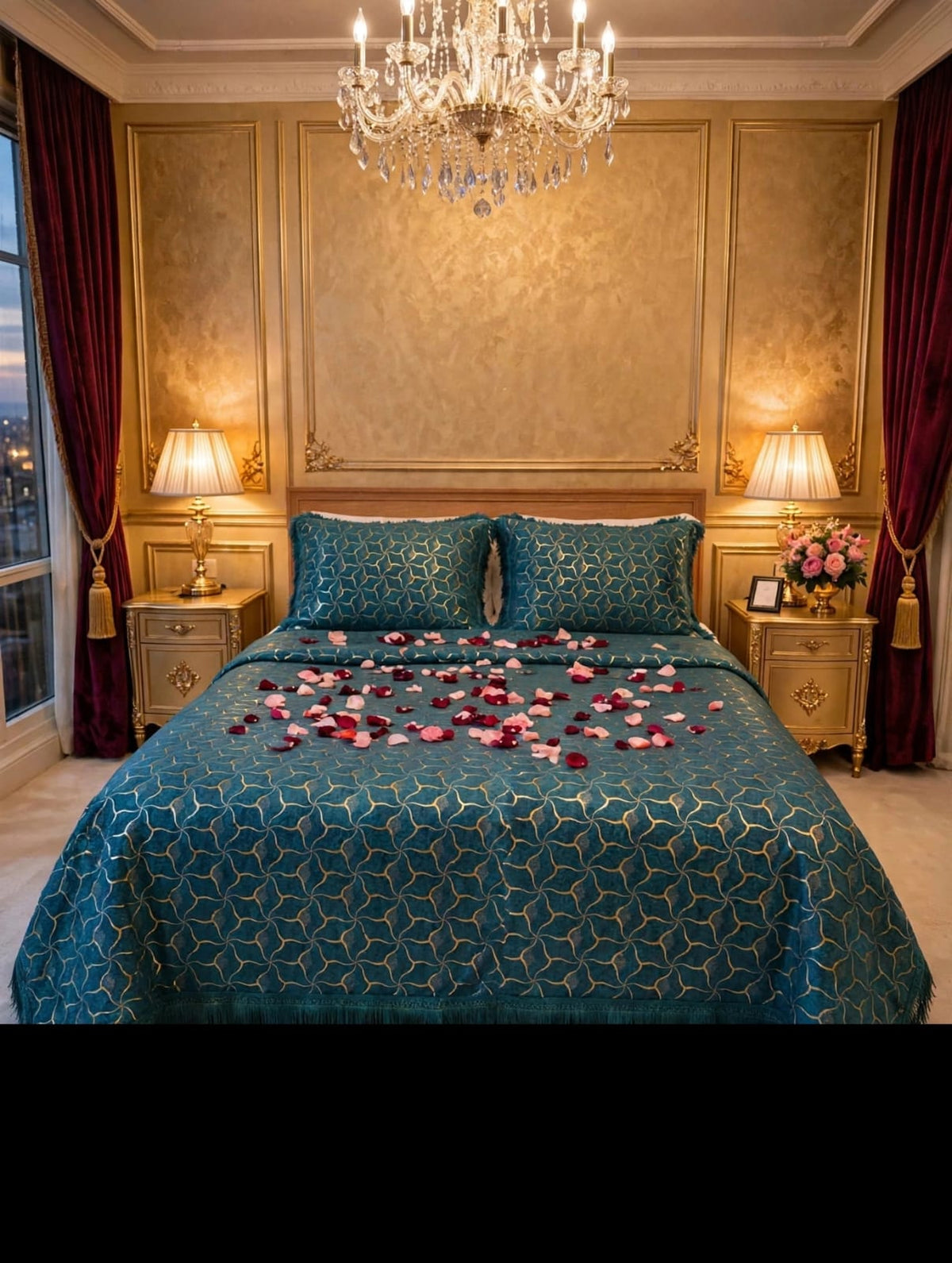 Premium Trellis Velvet Bedsheet – Home Decore 4 Piece
