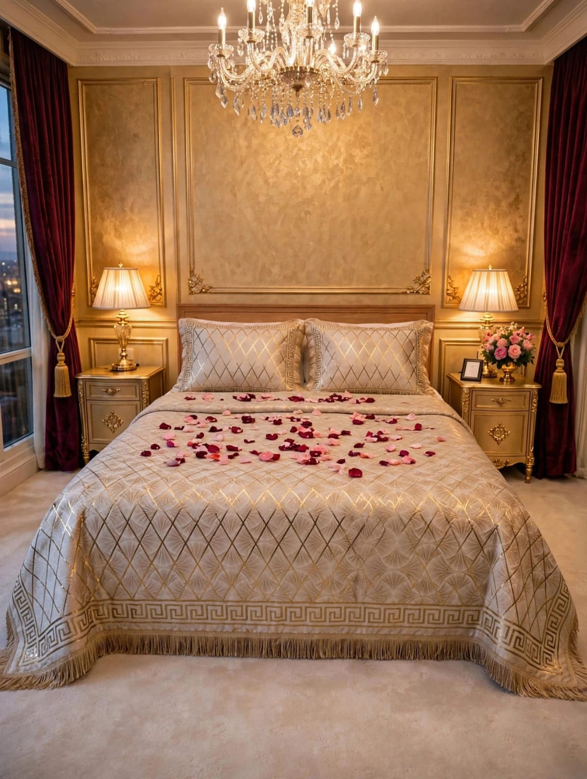 Premium Trellis Velvet Bedsheet – Home Decore 4 Piece