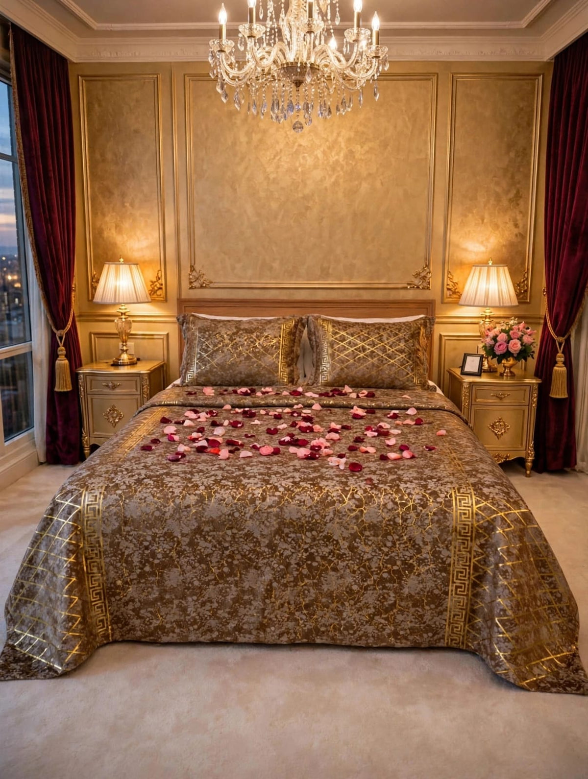 Premium Trellis Velvet Bedsheet – Home Decore 4 Piece