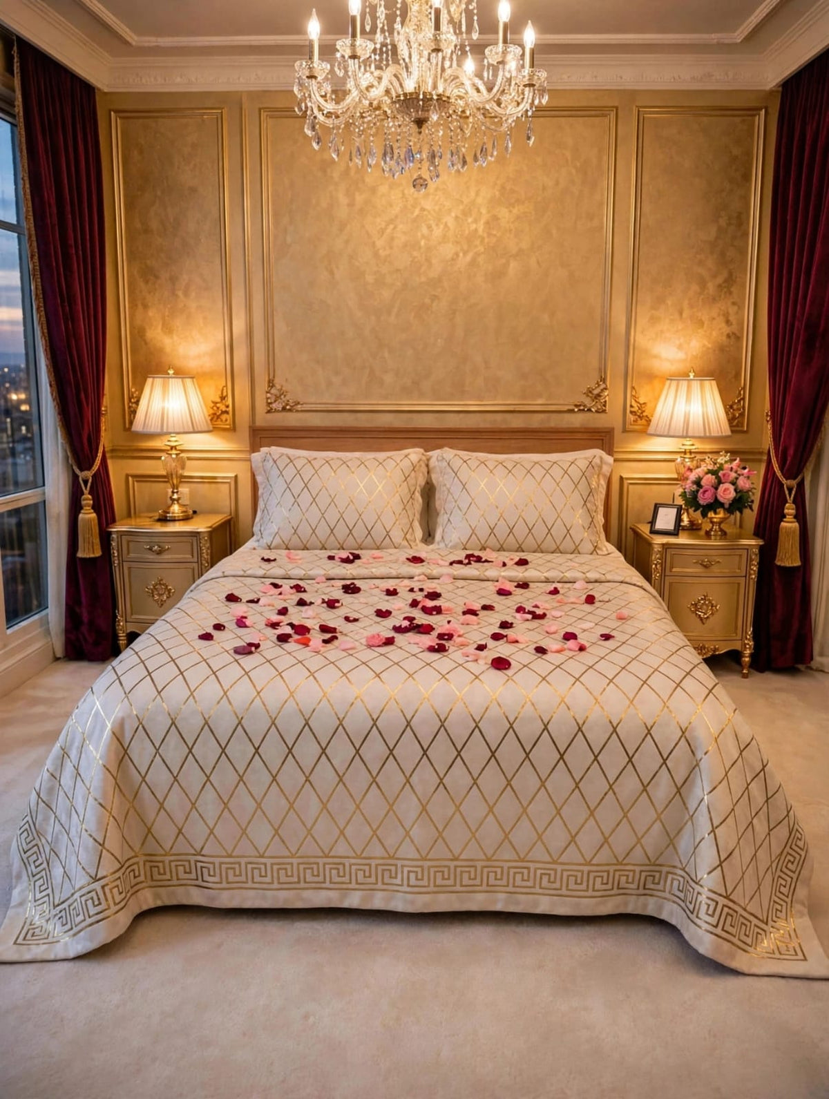 Premium Trellis Velvet Bedsheet – Home Decore 4 Piece