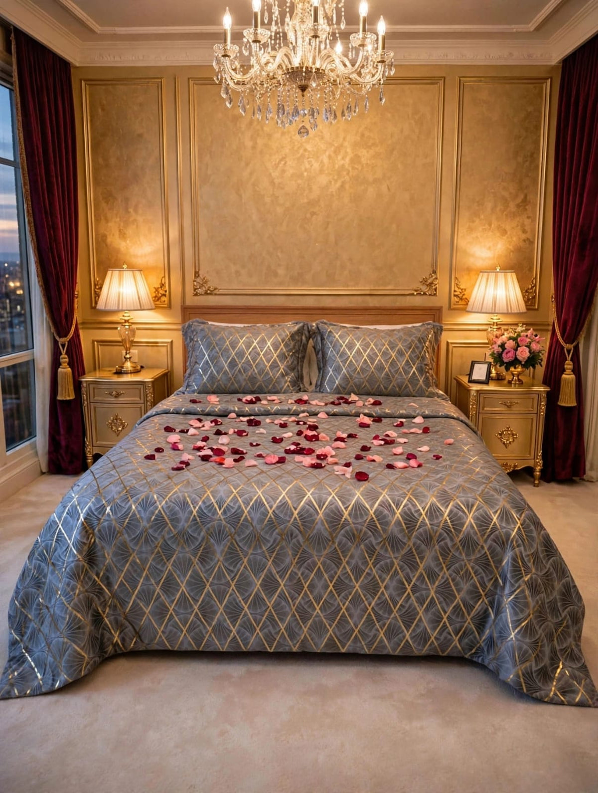 Premium Trellis Velvet Bedsheet – Home Decore 4 Piece