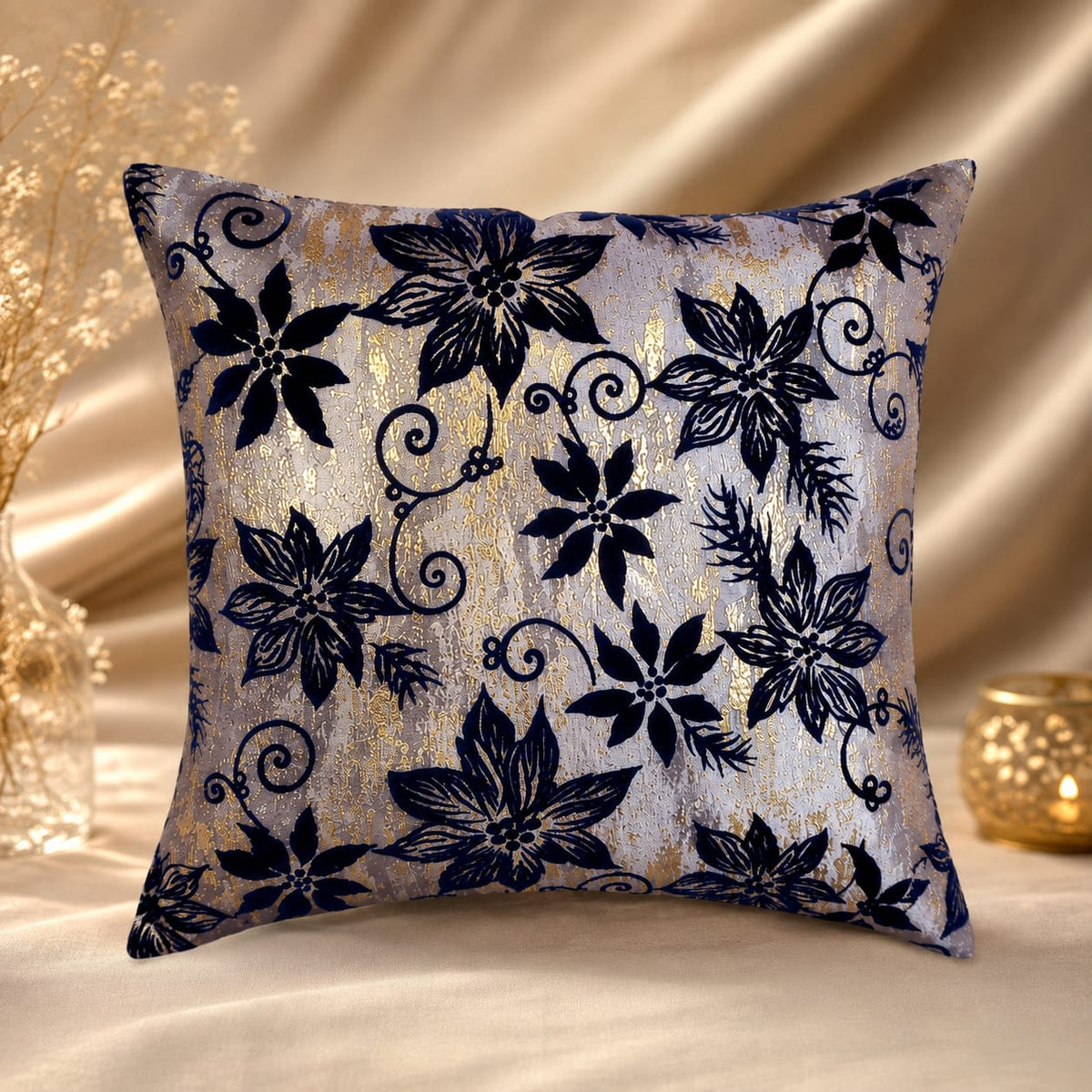 Jacquard Floral Cushion Covers – Elegant Home Decor-16x16 Inch